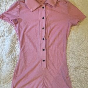 Pink Button-Up Collared Dress